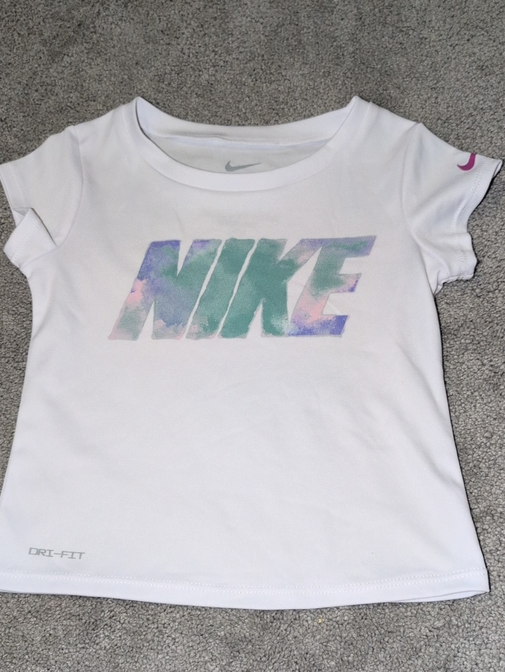 Nike White Girls' Tee with Pastel Multicolor Logo 3T